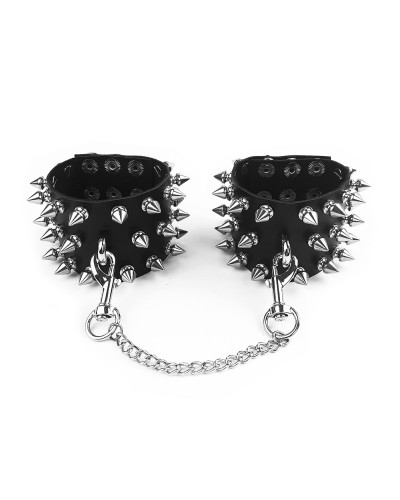 Наручники з шипами Art of Sex - Rose Spiked Leather Handcuffs, натуральна шкіра