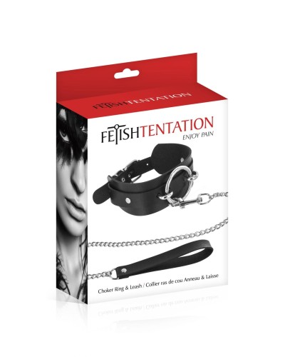 Ошейник с большим кольцом и с поводком Fetish Tentation Ring and Leash