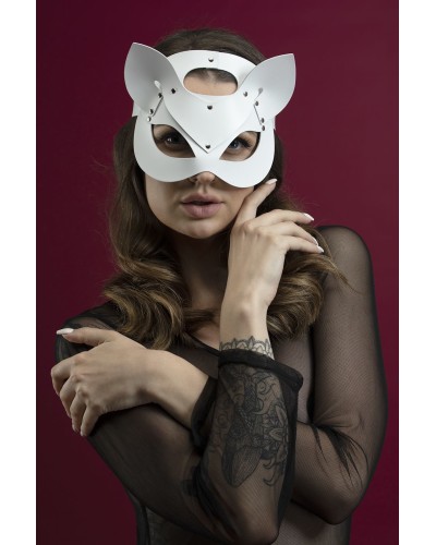 Маска кішечки Feral Feelings - Catwoman Mask, натуральна шкіра, біла