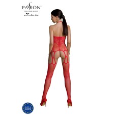 Бодістокінг Passion ECO BS002 red, з доступом, імітація підв’язок, абстрактний малюнок