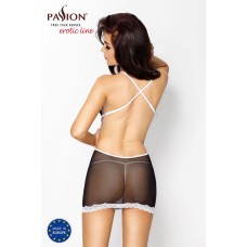 Прозора сорочка приталена з чашечками NANNA CHEMISE black S/M - Passion, трусики