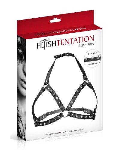 Портупея с металлическими шипами Fetish Tentation Sexy Adjustable Chest Harness