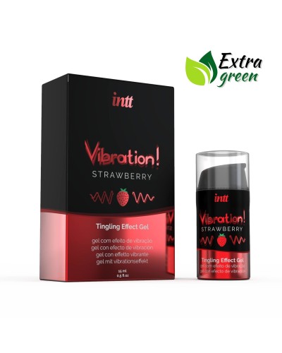 Жидкий вибратор Intt Vibration Strawberry (15 мл) EXTRA GREEN, очень вкусный, действует до 30 минут