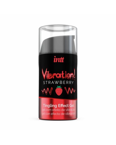 Жидкий вибратор Intt Vibration Strawberry (15 мл) EXTRA GREEN, очень вкусный, действует до 30 минут