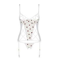 Корсет з підв'язками + стрінги LOVELIA CORSET white XXL/XXXL - Passion