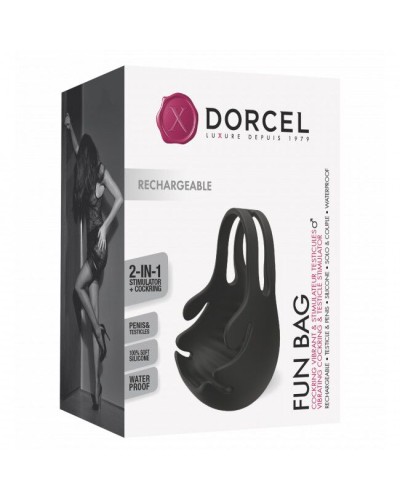 Эрекционное кольцо с вибрацией и стимуляцией мошонки Dorcel FUN BAG, перезаряжаемое