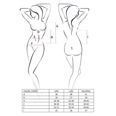 Корсет з пажами JOLENE CORSET black L/XL - Passion, трусики, напіввідчинені груди, напівпрозорий