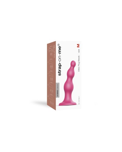 Насадка для страпона Strap-On-Me DILDO PLUG BEADS FRAMBOISE METALLIC - M