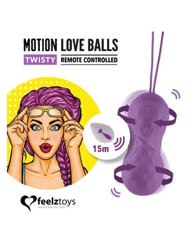 Вагинальные шарики с массажем и вибрацией FeelzToys Motion Love Balls Twisty с пультом ДУ, 7 режимов