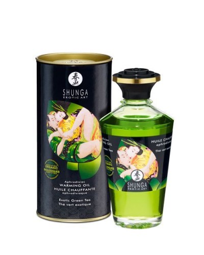 Органічна розігрівальна олія Shunga Aphrodisiac Warming Oil – Exotic green tea (100 мл) без цукру