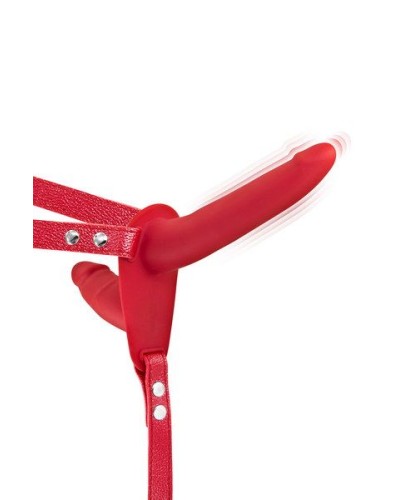 Подвійний страпон з вібрацією Fetish Tentation Vibrating Strap-On with Double Dildo Red