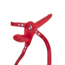 Подвійний страпон з вібрацією Fetish Tentation Vibrating Strap-On with Double Dildo Red