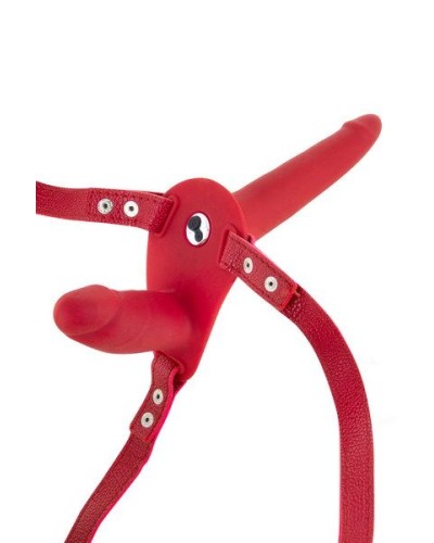 Подвійний страпон з вібрацією Fetish Tentation Vibrating Strap-On with Double Dildo Red