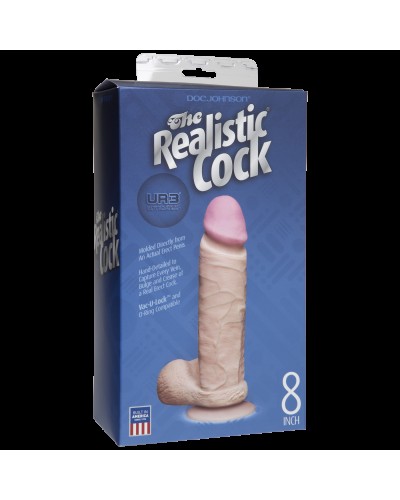 Фалоімітатор Doc Johnson The Realistic Cock 8 inch White - ULTRASKYN, Vack-U-Lock, діаметр 5,1 см