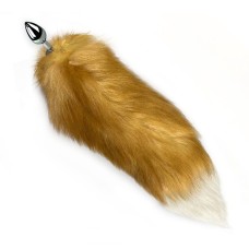 Металева анальна пробка з хвостом із натурального хутра Art of Sex size M Red fox