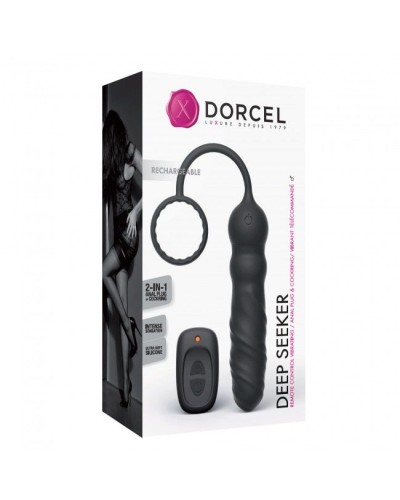 Анальный вибратор Dorcel Deep Seeker с эрекционным кольцом и пультом ДУ