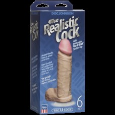 Фалоімітатор Doc Johnson The Realistic Cock 6 inch White - PVC, Vack-U-Lock, діаметр 4,3 см