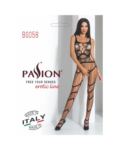 Бодістокінг Passion BS058 black, комбінезон, дуже повітряний