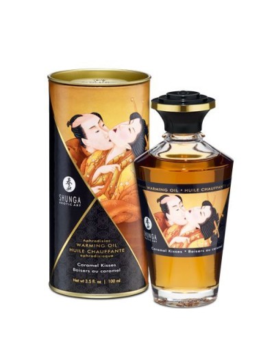 Разогревающее масло Shunga Aphrodisiac Warming Oil - Caramel Kisses (100 мл) без сахара, вкусный