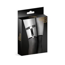 Гартер на ногу Bijoux Pour Toi - WITH HEART Black, сексуальна підв'язка з сердечком, екошкіра