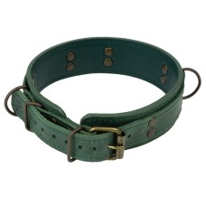 Преміум нашийник LOVECRAFT розмір M зелений, натуральна шкіра, в подарунковій упаковці