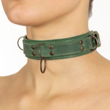 Преміум нашийник LOVECRAFT розмір M зелений, натуральна шкіра, в подарунковій упаковці