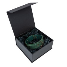 Преміум нашийник LOVECRAFT розмір M зелений, натуральна шкіра, в подарунковій упаковці