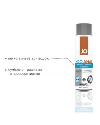 Анальна змазка System JO ANAL H2O — ORIGINAL (120 мл) на водній основі, рослинний гліцерин