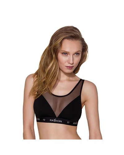 Топ з прозорою вставкою Passion PS002 TOP black, size XL