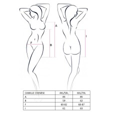 (SALE) Сорочка приталенная CAMILLE CHEMISE black 4XL/5XL - Passion, трусики