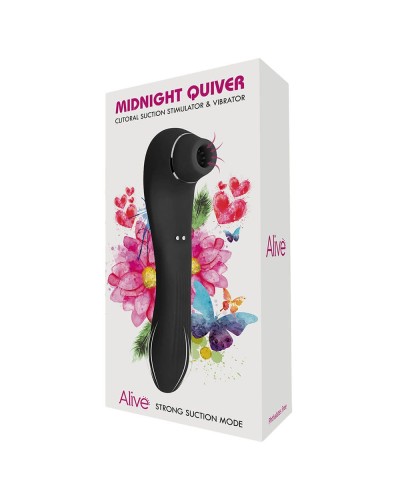 Вибратор и вакуумный клиторальный стимулятор Alive Midnight Quiver Black - секс-игрушка 2в1