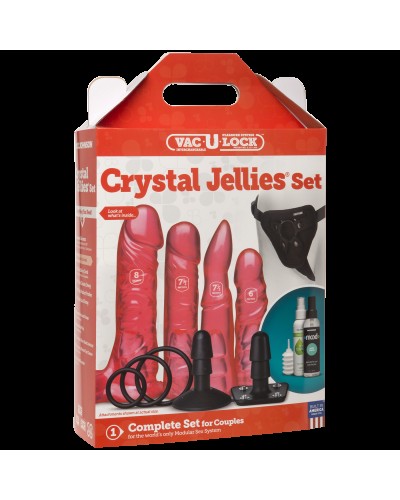 Набір для страпона Doc Johnson Vac-U-Lock Crystal Jellies Set, діаметр 3,8см, 2×4,5см, 5,1 см