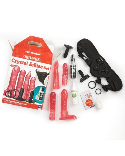 Набір для страпона Doc Johnson Vac-U-Lock Crystal Jellies Set, діаметр 3,8см, 2×4,5см, 5,1 см