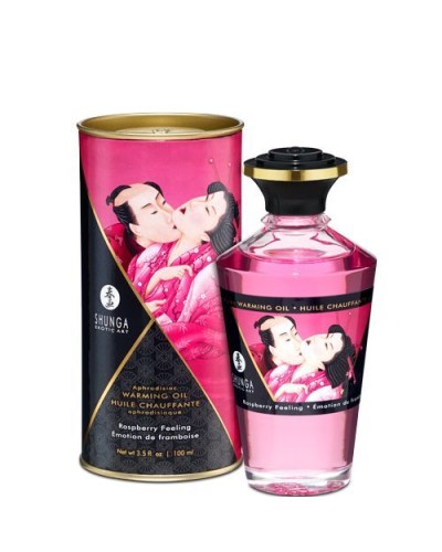 Розігрівальна олія Shunga Aphrodisiac Warming Oil – Raspberry Feeling (100 мл) без цукру, смачна