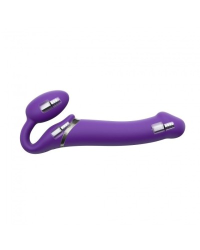 Безремневой страпон с вибрацией Strap-On-Me Vibrating Violet L, диам. 3,7см, пульт ДУ, регулируемый