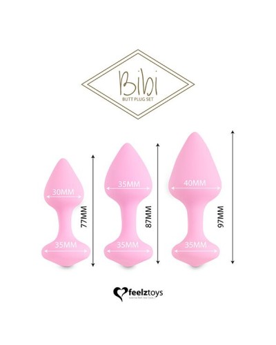 Набор силиконовых анальных пробок FeelzToys - Bibi Butt Plug Set 3 pcs Pink