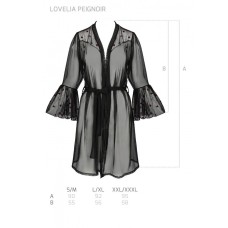 Повітряний пеньюар LOVELIA PEIGNOIR black XXL/XXXL - Passion