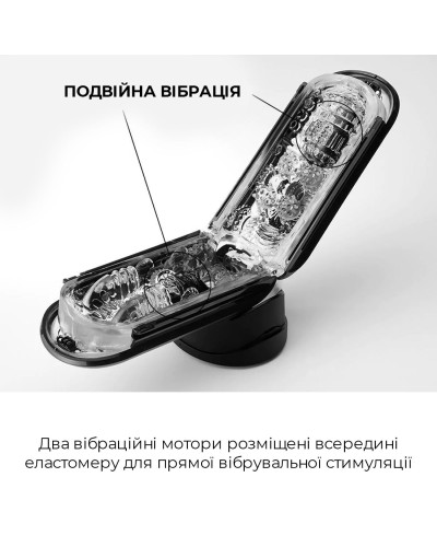 Мастурбатор Tenga Flip Zero Electronic Vibration Black, змінна інтенсивність, розкладний