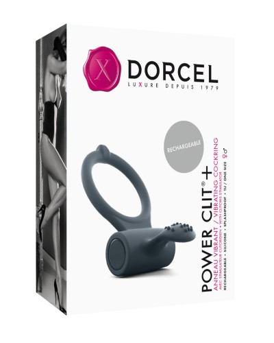 Ерекційне кільце Dorcel Power Clit Plus з вібрацією, перезаряджається, з язичком та щіточкою