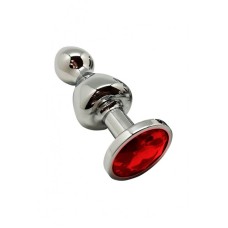 Анальна пробка Wooomy Lollypop Double Ball Metal Plug Red M