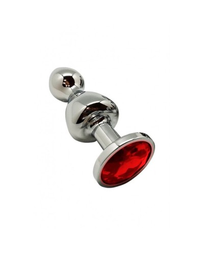 Анальна пробка Wooomy Lollypop Double Ball Metal Plug Red M