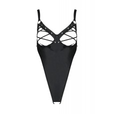 Боди из экокожи Passion Celine Body 4XL/5XL black, с доступом, открытый