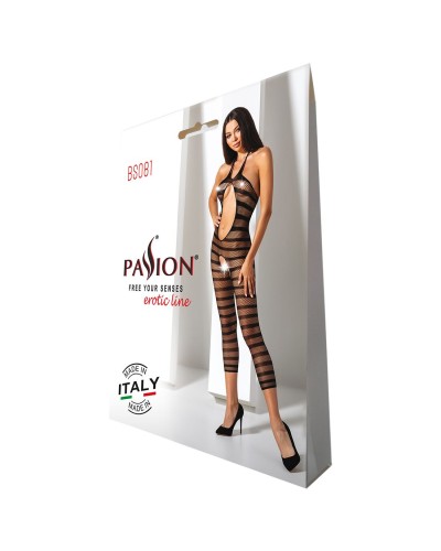 Сітчастий бодістокінг з відкритим животом Passion BS081 black