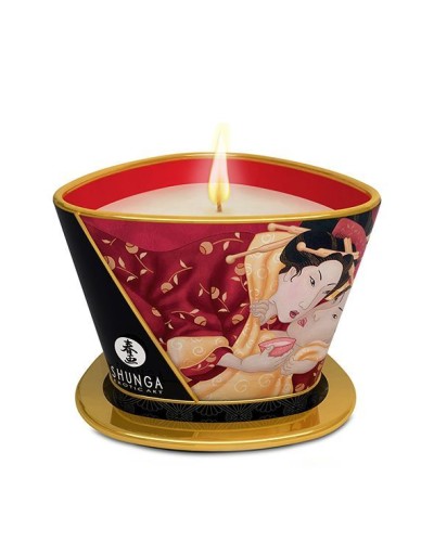 Масажна свічка Shunga Massage Candle – Sparkling Strawberry Wine (170 мл) з афродизіаками