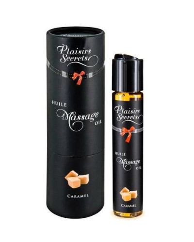 Масажна олія Plaisirs Secrets Caramel (59 мл) з афродизіаками, їстівна, подарункова упаковка