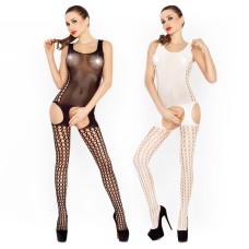 Бодістокінг Passion BS029 black, комбінезон, імітація панчох і пояса