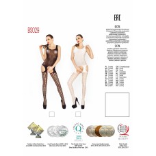 Бодістокінг Passion BS029 black, комбінезон, імітація панчох і пояса