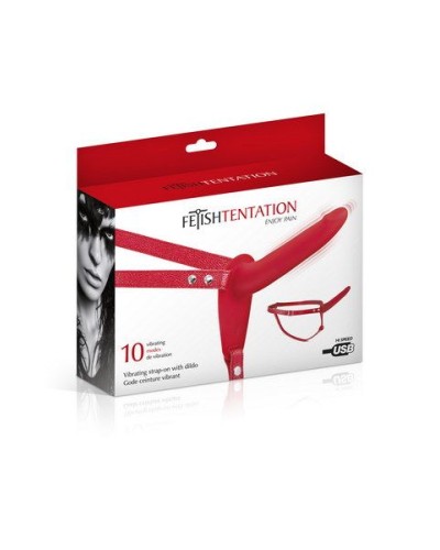 Страпон с вибрацией Fetish Tentation Vibrating Strap-On with Dildo Red