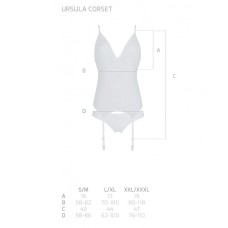 Корсет із пажами, трусики з ажурним декором та відкритим кроком Ursula Corset white XXL/XXXL — Passi