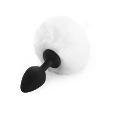 Силиконовая анальная пробка М Art of Sex - Silicone Bunny Tails Butt plug, цвет Белый, диаметр 3,5 с